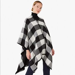 NWT kate spade reversible check ruana (poncho)
